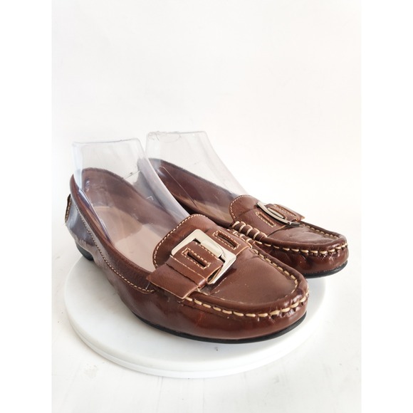 Naturalizer Shoes - Naturalizer‎ Loafers 7 Leather Buckle Brown Classic Slip On Comfort Flats Shoes